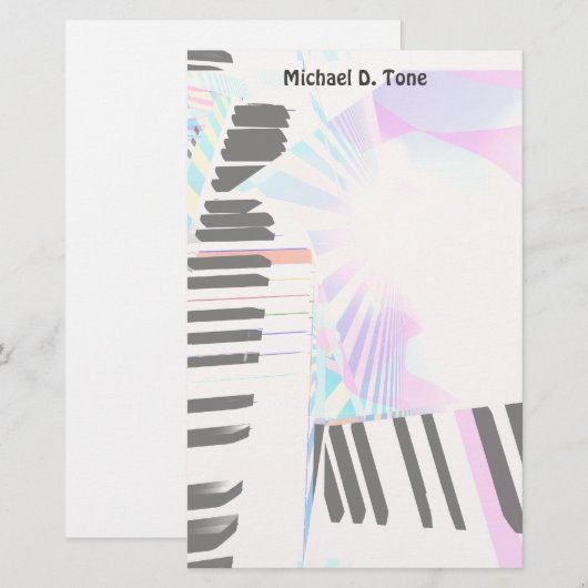 音楽キーボード 便箋 (正面/裏面)