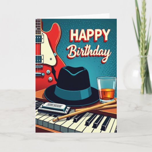 音楽ギターカード 誕生日おめでとう カード (正面)