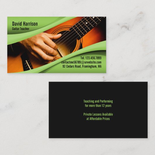 音楽ギタービジネスカード 名刺 (正面/裏面)