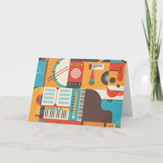 音楽ギターピアノカラフル サンキューカード (正面)