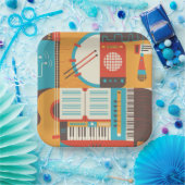 音楽ギターピアノカラフル ペーパープレート (パーティー)