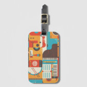 音楽ギターピアノカラフル ラゲッジタグ (正面縦)