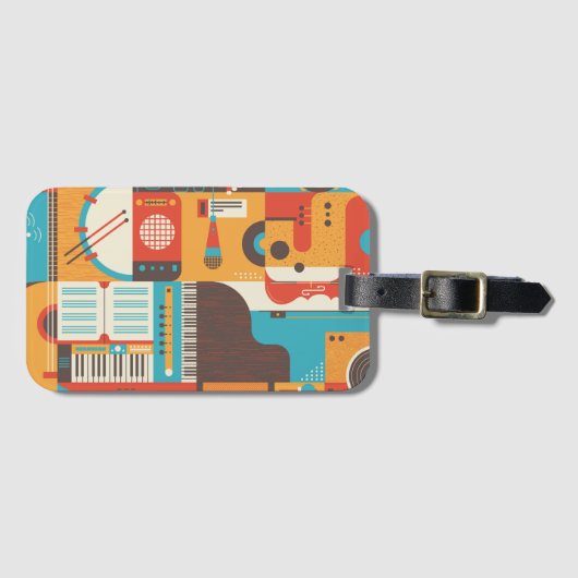 音楽ギターピアノカラフル ラゲッジタグ (正面横)