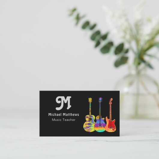 音楽ギター先生ロゴとソーシャルメディアカスタム 名刺 (スタンド正面)