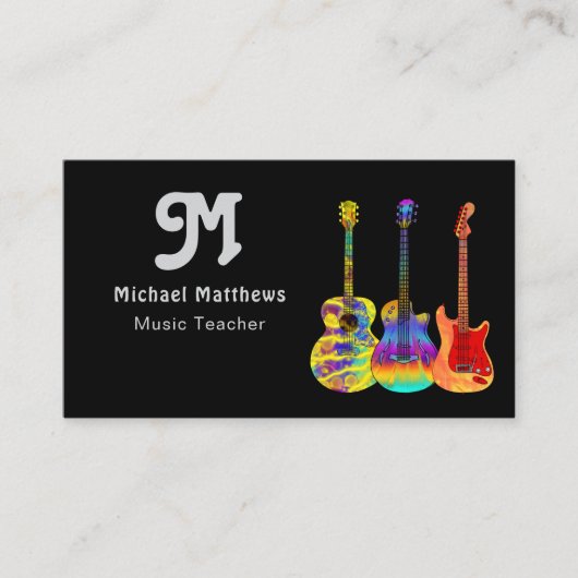 音楽ギター先生ロゴとソーシャルメディアカスタム 名刺 (正面)