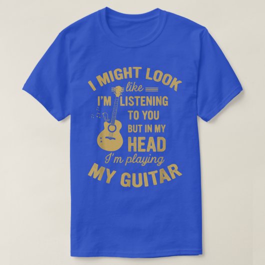 音楽ギターYに似聞ているか Tシャツ (デザイン正面)