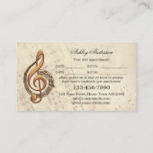 音楽クラシカル先生アポイントメント名刺 予約カード (裏面)