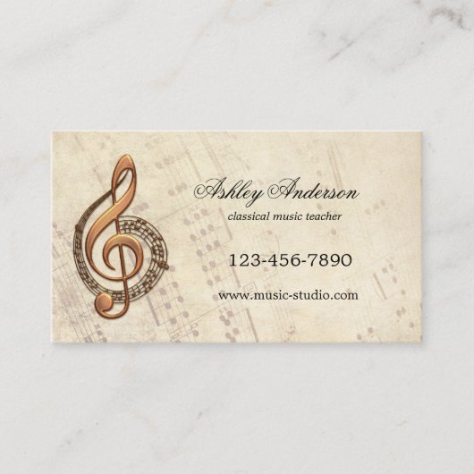 音楽クラシカル先生アポイントメント名刺 予約カード (正面)