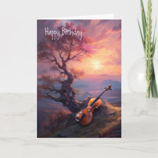 音楽クラシカル愛好家またはバイオリニスト盆栽誕生日 カード (正面)