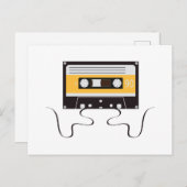 音楽クラシックカセットテープヴィンテージレトロ1980s インビテーションポストカード (正面/裏面)