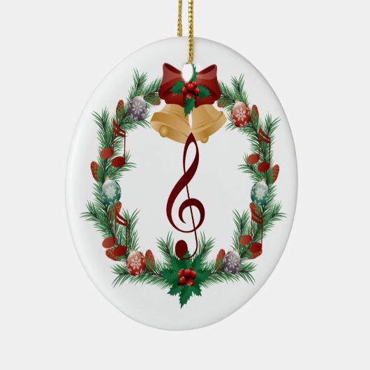 音楽クリスマスのリースのト音記号のオーナメントのギフト セラミックオーナメント (右)