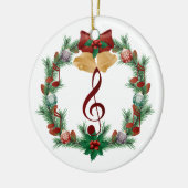 音楽クリスマスのリースのト音記号のオーナメントのギフト セラミックオーナメント (左)