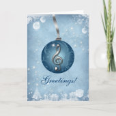 音楽クリスマスグリーティングカードアイスブルー シーズンカード (正面)