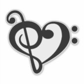音楽クレフハートビニールステッカー シール (正面)