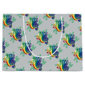 音楽クレフ、音符記号の花束 ラージペーパーバッグ (正面)