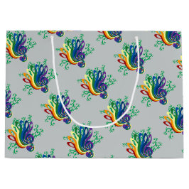 音楽クレフ、音符記号の花束 ラージペーパーバッグ