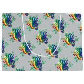 音楽クレフ、音符記号の花束 ラージペーパーバッグ (裏面)