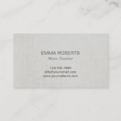 音楽クレフ、音符記号の金ゴールドの円の上品なリネンミュージカル 名刺 (裏面)