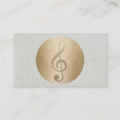 音楽クレフ、音符記号の金ゴールドの円の上品なリネンミュージカル 名刺 (正面)