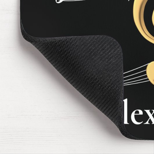 音楽クレフ、 音符記号エレガント金ゴールド黒パーソナライズされた マウスパッド (コーナー)