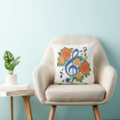 音楽クレフ、 音符記号ノートオレンジフラワーズミュージカルノート クッション (椅子)