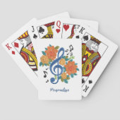 音楽クレフ、 音符記号ノートオレンジフラワーズミュージカルノート トランプ (裏面)