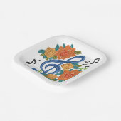 音楽クレフ、 音符記号ノートフラワーズミュージカルフローラ ペーパープレート (傾斜あり)