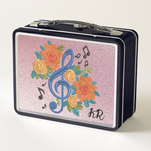 音楽クレフ、 音符記号ノートミュージカルフローライニシャル メタルランチボックス (裏面)