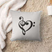 音楽クレフ、 音符記号ハート クッション (ブランケット)