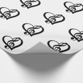 音楽クレフ、 音符記号ハート ラッピングペーパー (角)