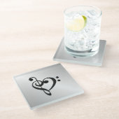 音楽クレフ、 音符記号ハート 動揺して ガラスコースター (アングル)