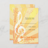 音楽クレフ、 音符記号バルミツワー小さな返信招待状 出欠カード (正面/裏面)