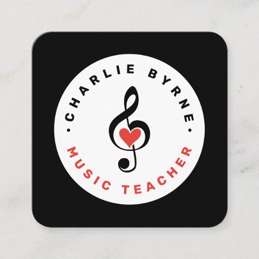 音楽クレフ、 音符記号音楽先生名刺 スクエア名刺 (正面)