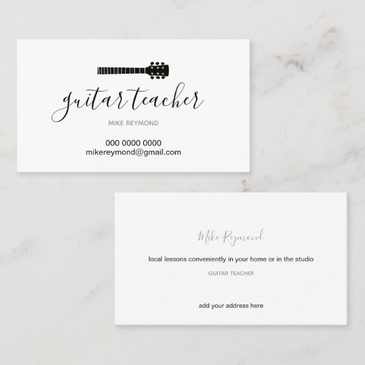 音楽クール先生モダン.ギターレッスン 名刺 (正面/裏面)