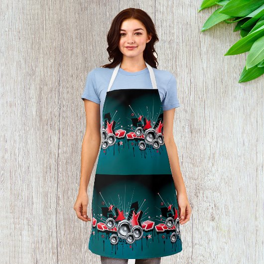 音楽グラフィックスピーカーオーディオ エプロン