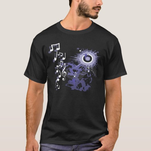 音楽グラフィック(暗い) Tシャツ (正面)