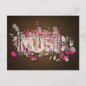 音楽グラフィティスタイルサインマゼンタブラウン ポストカード (正面)