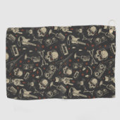 音楽グランジスカルクロスボーンズ模様 ゴルフタオル (横)