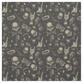 音楽グランジスカルクロスボーンズ模様 ファブリック (見本)