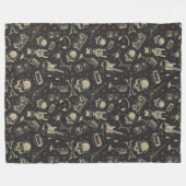 音楽グランジスカルクロスボーンズ模様 フリースブランケット (正面(横))