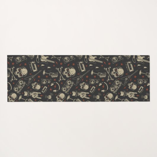 音楽グランジスカルクロスボーンズ模様 ヨガマット (裏面(横))