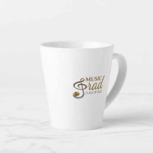音楽グラード金ゴールドトレブルクレフ、 音符記号大学院歌手 カフェラテマグ (右アングル)