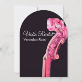 音楽コンサクラシックート、リサイタルヴァイオリンスクロールピンク 招待状 (裏面)