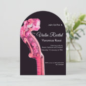 音楽コンサクラシックート、リサイタルヴァイオリンスクロールピンク 招待状 (スタンド正面)