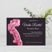 音楽コンサクラシックート、リサイタルヴァイオリンスクロールピンク 招待状 (スタンド正面)