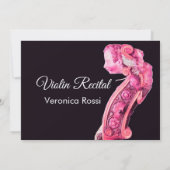 音楽コンサクラシックート、リサイタルヴァイオリンスクロールピンク 招待状 (裏面)