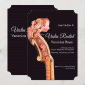 音楽コンサクラシックート、リサイタルヴァイオリンスクロールブラウン 招待状 (正面/裏面)