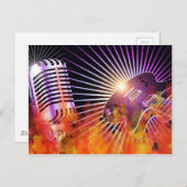 音楽コンサートデザインとギター ポストカード (正面/裏面)