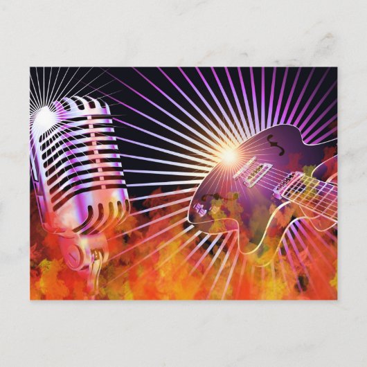 音楽コンサートデザインとギター ポストカード (正面)