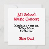 音楽コンサート ノートカード (裏面)
